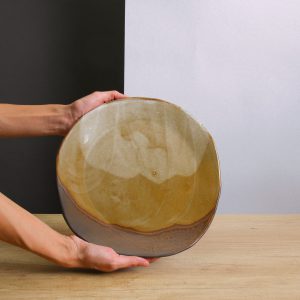 wavy brown ceramic plate