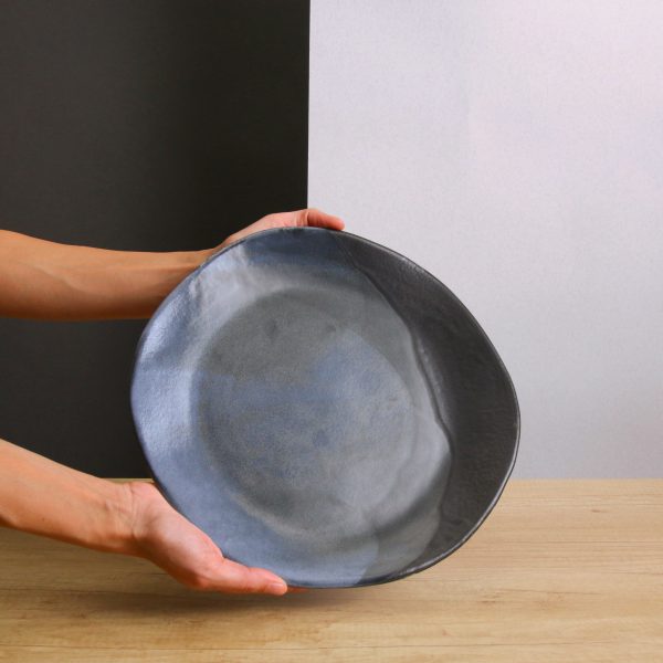 blue ceramic plate