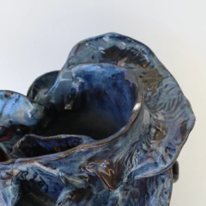 sculptural vase, one of a kind vase, stoneware sculpture, ocean inspired, deep blue colour