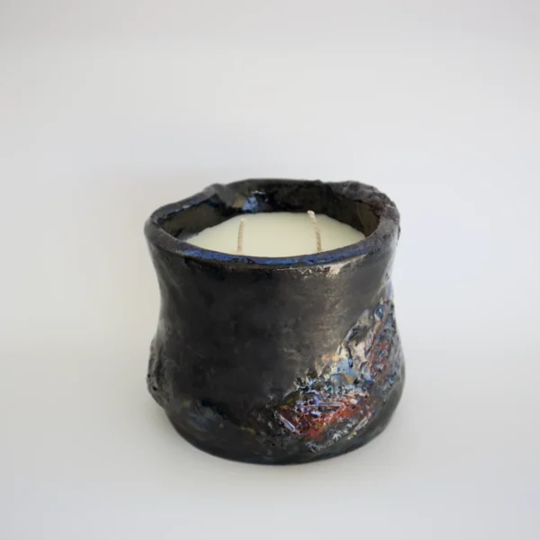 candle vessel, sculptural stoneware vessel, ceramic vessel