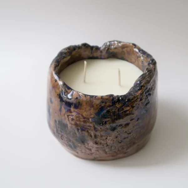 Sculptural vessel, candle vessel, handmade stoneware ceramic vessel
