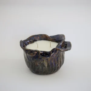 candle vessel, stoneware sculptural candle vessel